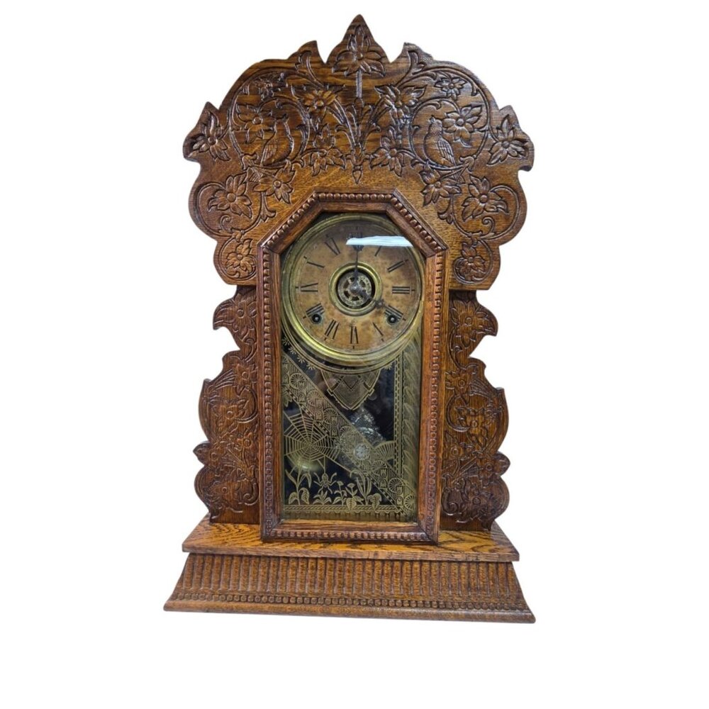 Antique William Gilbert Tiger Oak Shelf Clock